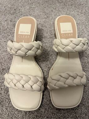 Dolce Vita White Braided Double-Strap Slide Sandals